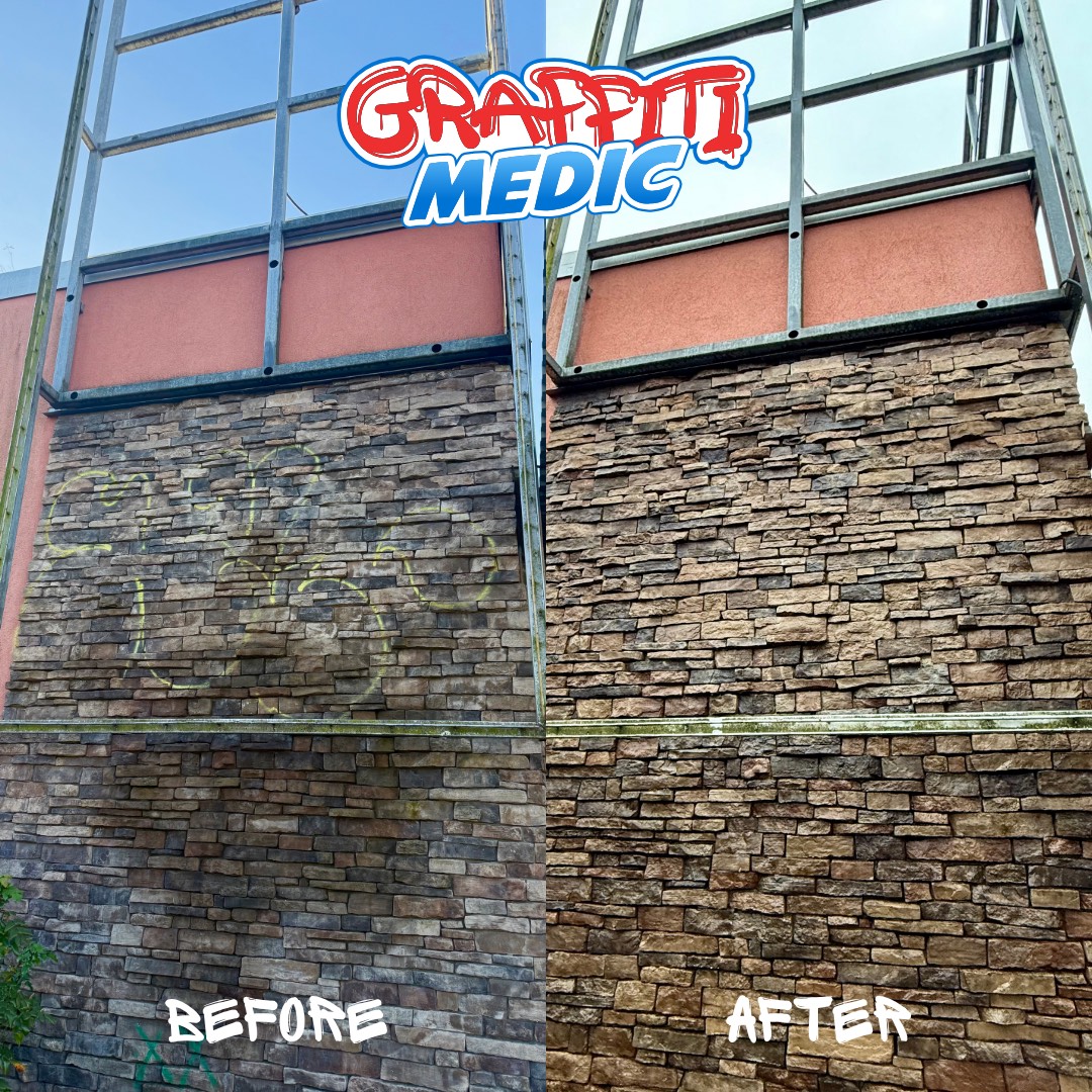 Graffiti removal before and after by Graffiti Medic — job 02, Lower Mainland BC
