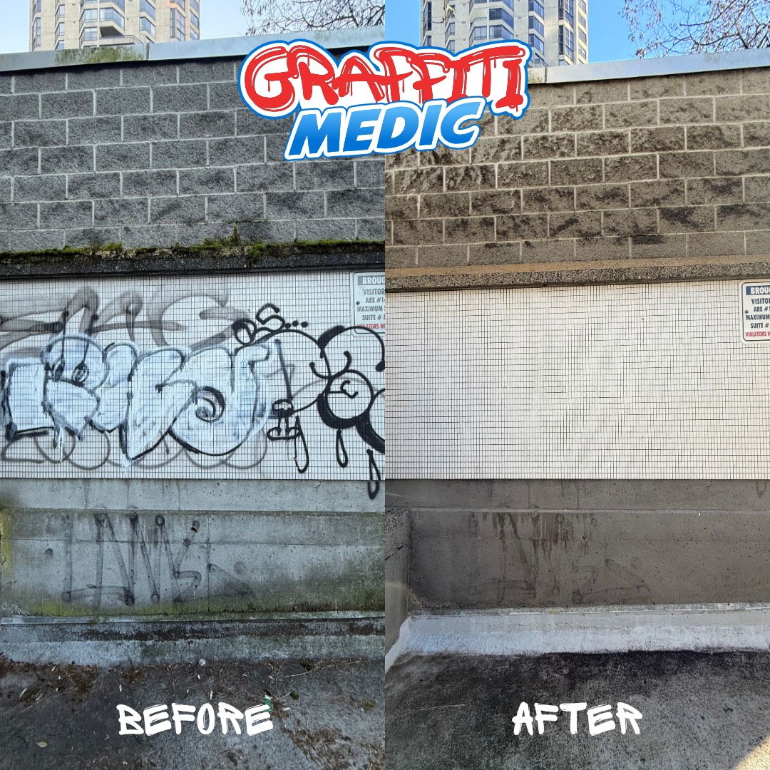 Graffiti removal before and after by Graffiti Medic — job 04, Lower Mainland BC