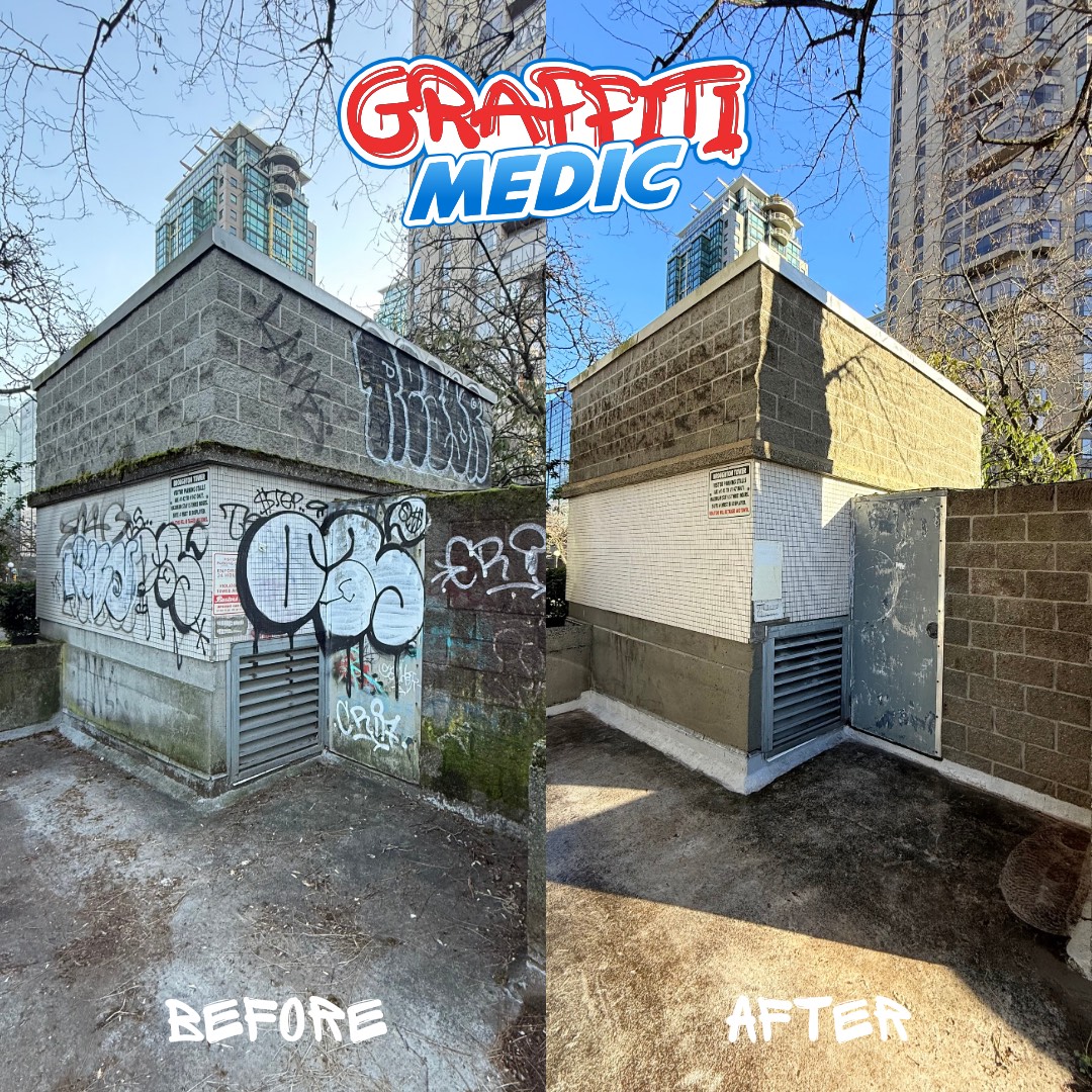 Graffiti removal before and after by Graffiti Medic — job 05, Lower Mainland BC