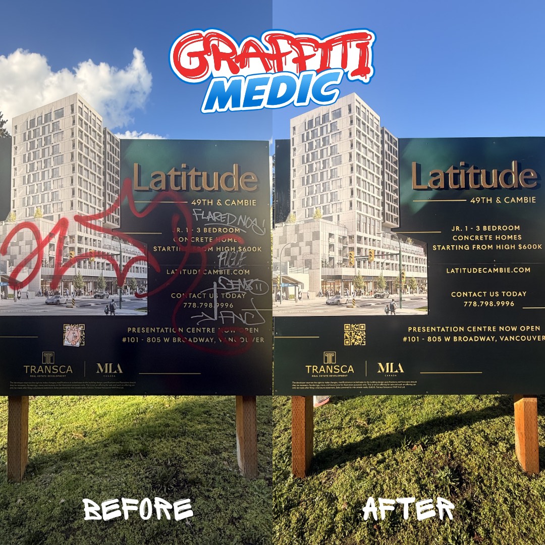 Graffiti removal before and after by Graffiti Medic — job 07, Lower Mainland BC