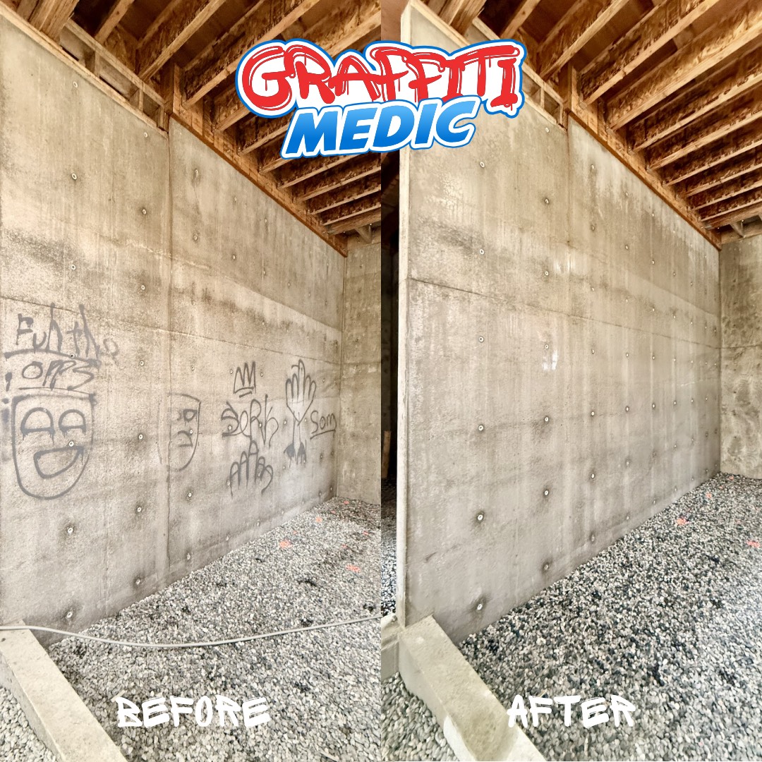 Graffiti removal before and after — Graffiti Medic job from our BC operation