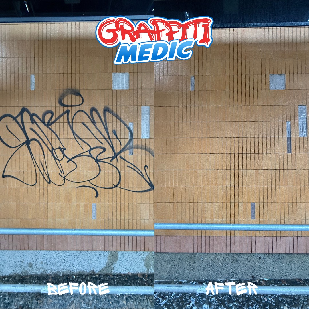 Graffiti removal before and after by Graffiti Medic — job 10, Lower Mainland BC