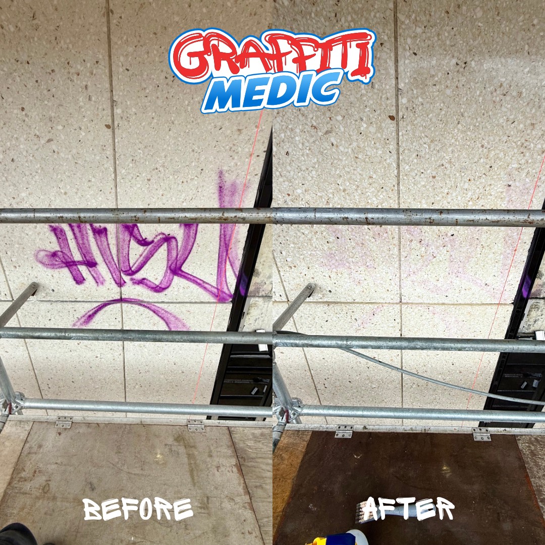 Graffiti removal before and after by Graffiti Medic — job 11, Lower Mainland BC