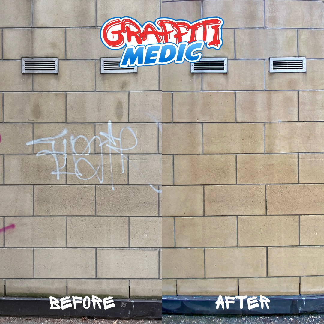 Graffiti removal before and after by Graffiti Medic — job 18, Lower Mainland BC