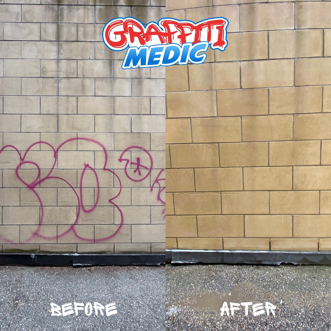 Graffiti removal before and after — Graffiti Medic job from our BC operation