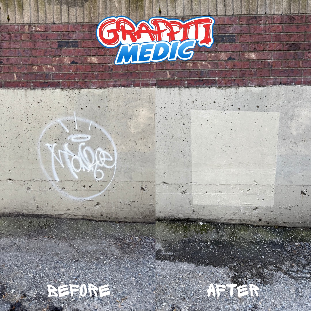Graffiti removal before and after by Graffiti Medic — job 23, Lower Mainland BC