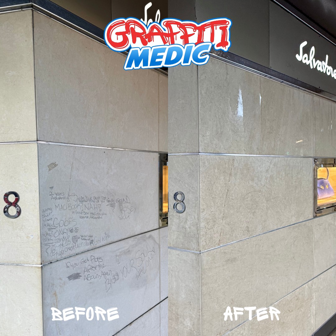 Graffiti removal before and after by Graffiti Medic — job 26, Lower Mainland BC