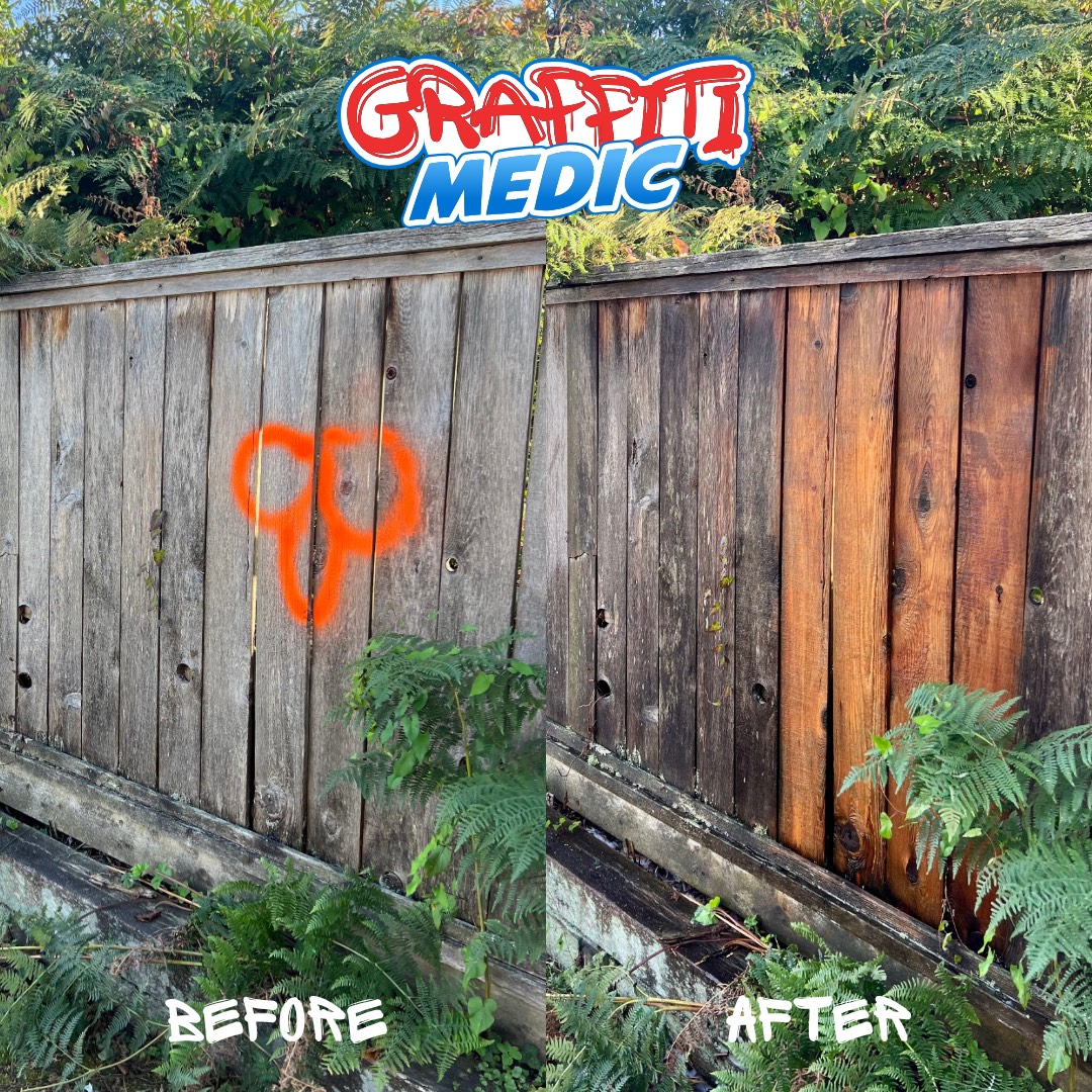 Graffiti removal before and after — Graffiti Medic job from our BC operation