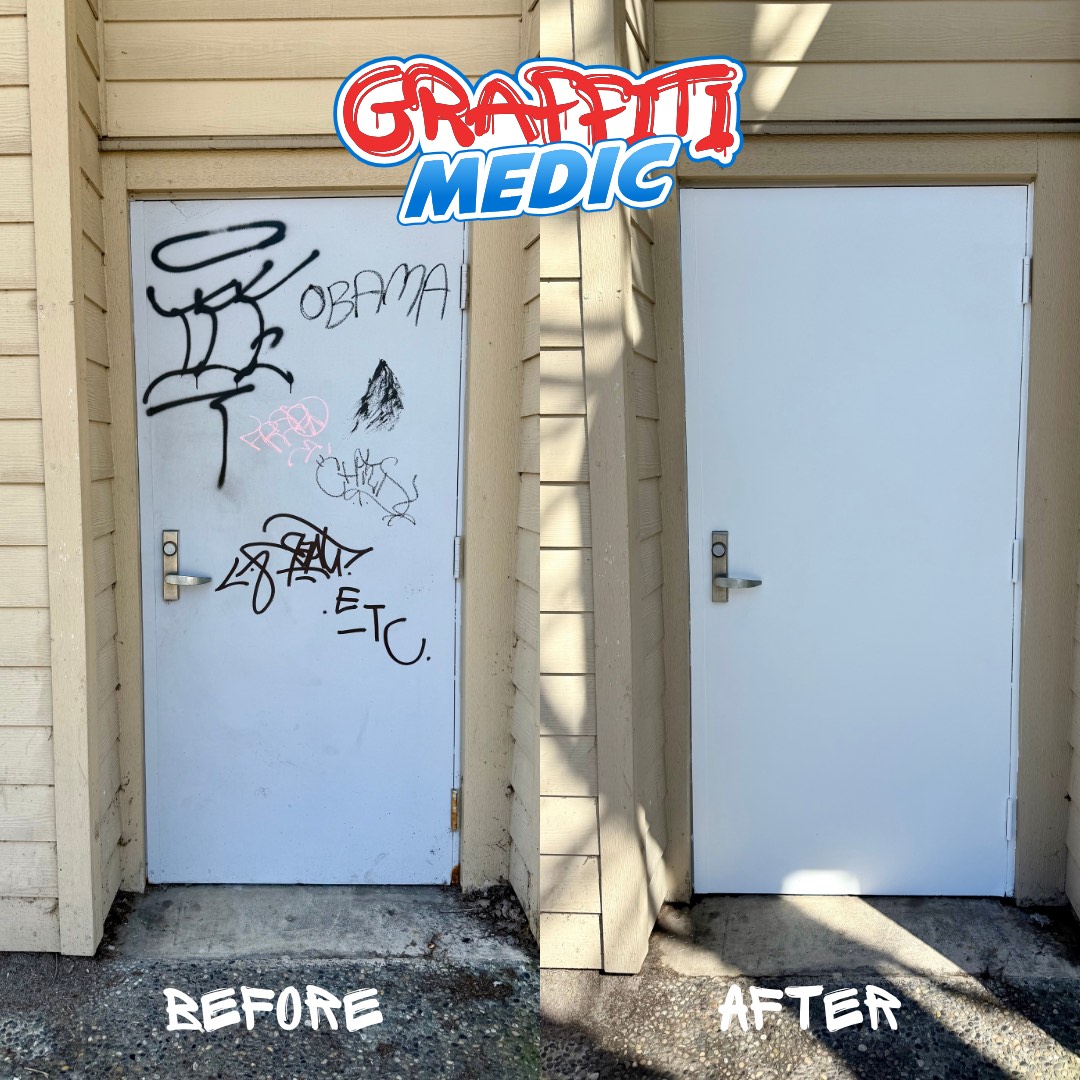 Storefront graffiti removal before and after in Vancouver