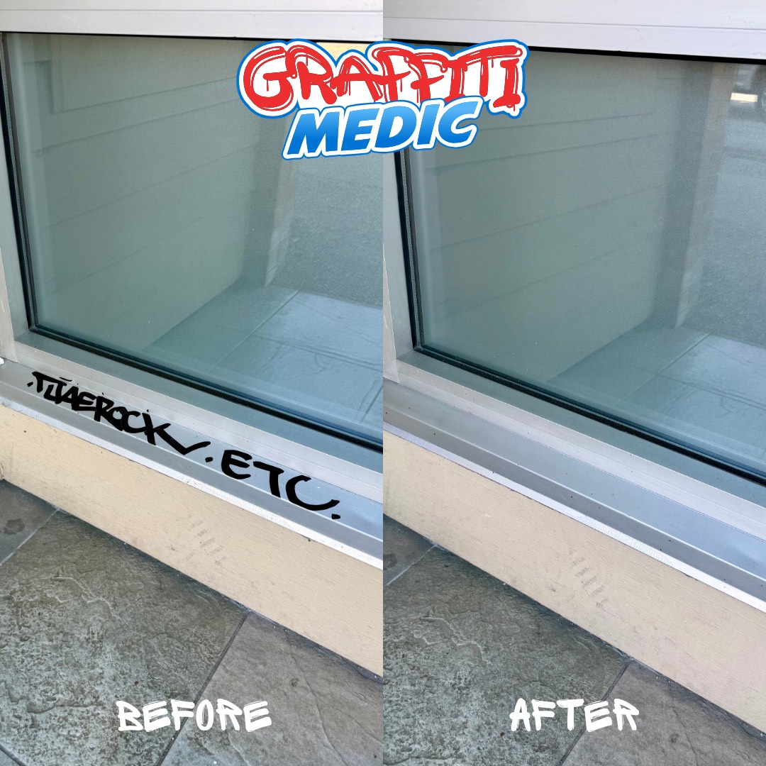 Graffiti removal before and after by Graffiti Medic — job 29, Lower Mainland BC