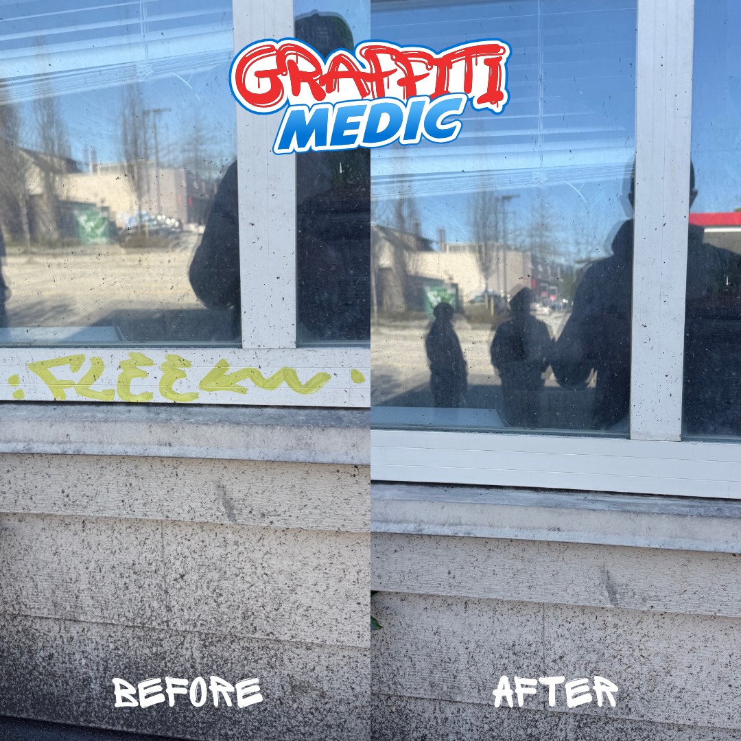 Graffiti removal before and after — Graffiti Medic job from our BC operation