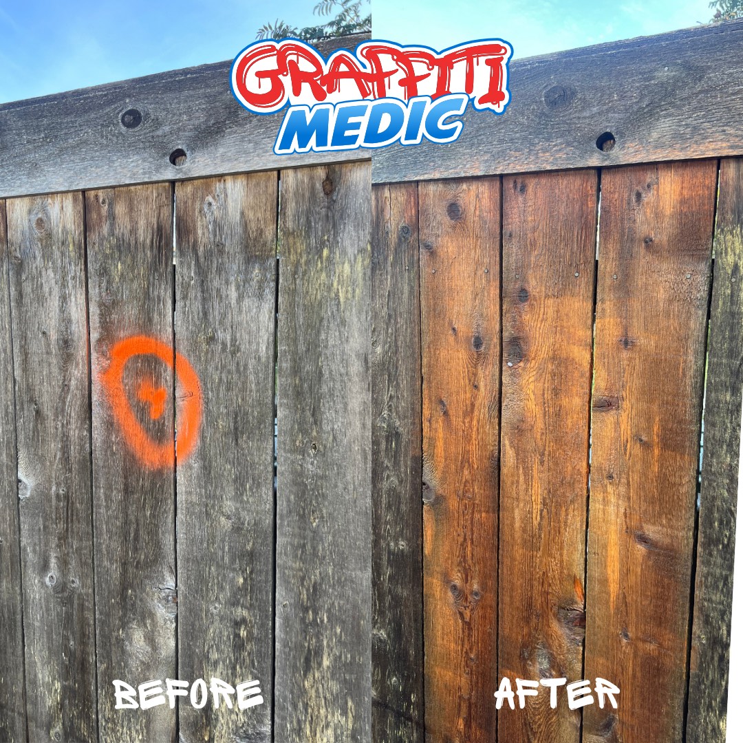 Graffiti removal before and after by Graffiti Medic — job 32, Lower Mainland BC