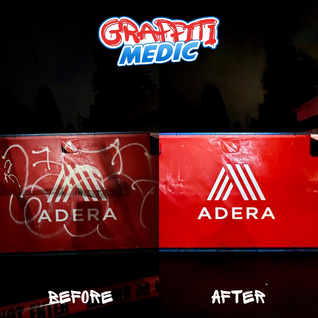 Graffiti removal before and after by Graffiti Medic — job 34, Lower Mainland BC