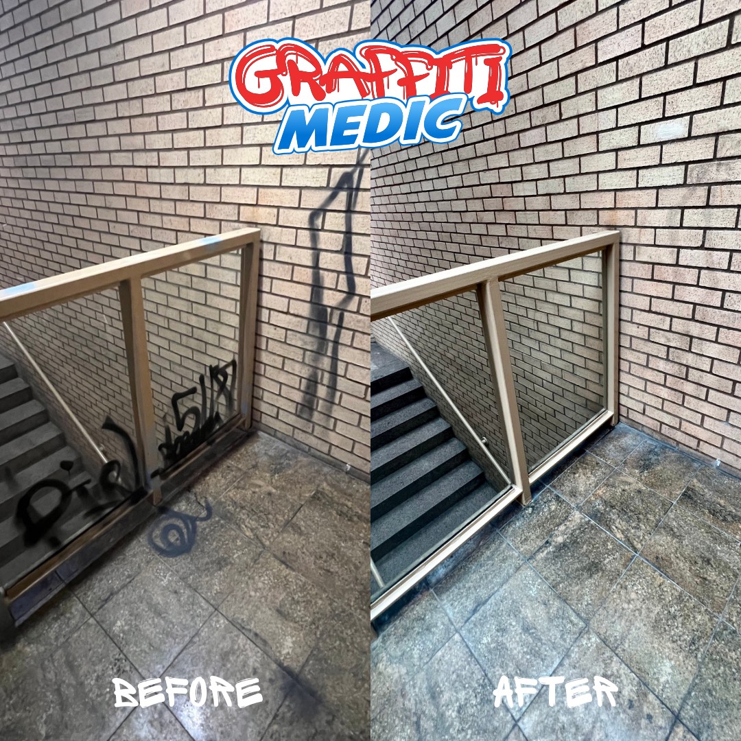Graffiti removal before and after by Graffiti Medic — job 36, Lower Mainland BC